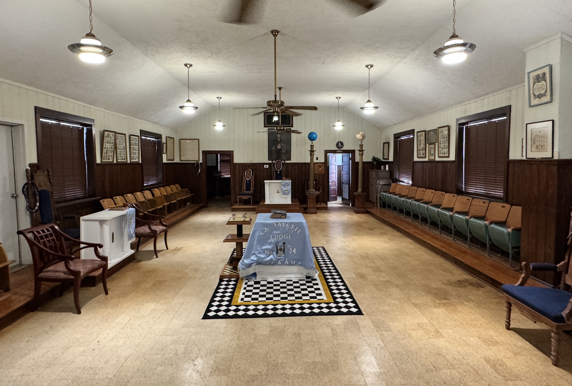 Interior of the Lafayette Lodge meeting room